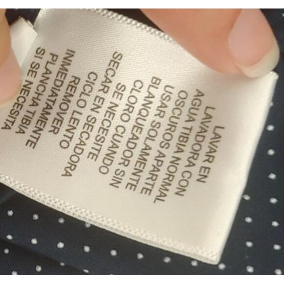 Ben Sherman Dress Shirt Size M 15-15.5 Navy Blue Dot Tailored Fit Stretch - Picture 6 of 9